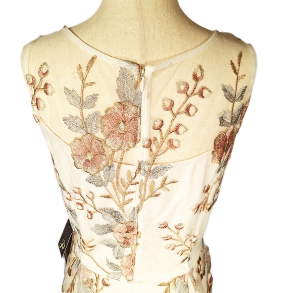 NWT $180 Adrianna Papell Blush Multicolor Floral Embroidered Midi Dress Size 12 - Picture 6 of 12